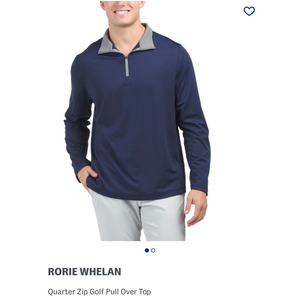 Rorie Whelan Men's 1/4 Zip Pullover Medium‎ Long  Sleeve Stretch Golf Navy Blue